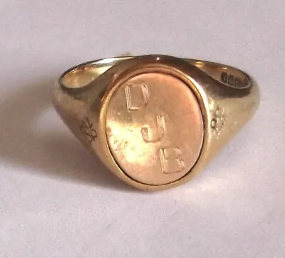 +++ MASONIC 9ct SPINNER RING + SQUARE & COMPASS ON ONE FACE DJB ON OTHER +++ • £250