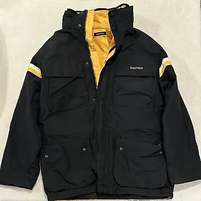 Vintage Nautica Jacket Men's Medium Navy And Yellow Full Zip With Removable Vest • $49.49