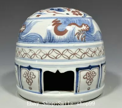 5.7  Old Dynasty Blue White Red Glaze Porcelain Mandarin Duck Mongolian Yurt • $243.60