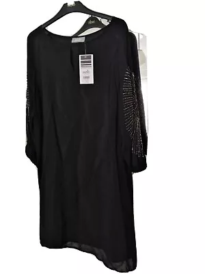 Black Dress Size 14 With Sleeves BNWT By Wallis • £7