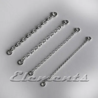 Strong .925 Sterling Silver Necklace Chain Extender Safety Chain Bolt Clasp    • £4.15