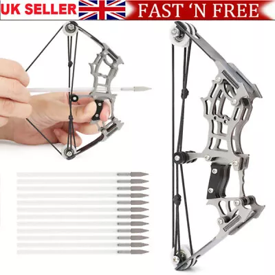 6  Mini Compound Bow Arrows Set Archery Toy Gift Kids Shooting Target Pocket Bow • £12.69