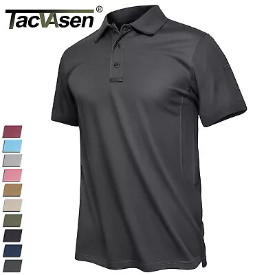 Men's Polo Shirts Short Sleeve Quick Dry Casual Golf Sport Team Work Tactical T • $19.93