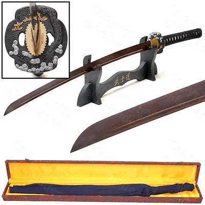 Musashi Hand Forged Folded RED Damascus Steel Samurai Katana Sword Razor Sharp • $149.95