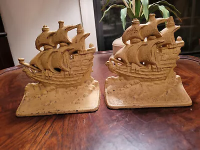 Pair Of Metal Bookends Flagship Clipper Sailboat Pirate Ship • $12