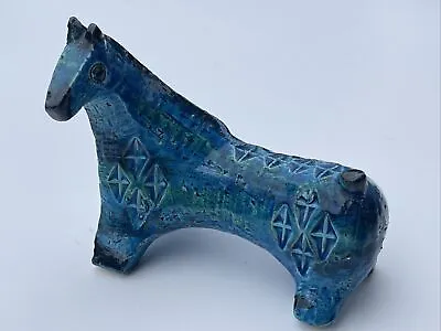 Italian Horse Sculpture Pottery Ceramic Italy Rimini Blue Painting  Modernist • $450