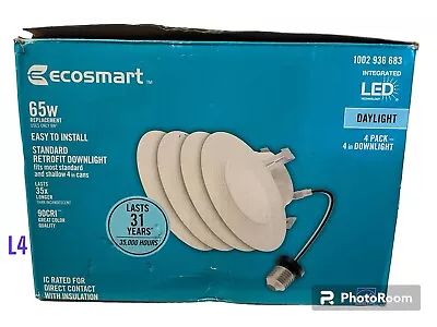 EcoSmart 4 In. 5000K Integrated LED White Recessed Trim (4-Pack) • $19