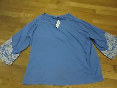Nwt Womens J Jill Plus Size 3x 3xl Blue Top Shirt $89 • $23.99