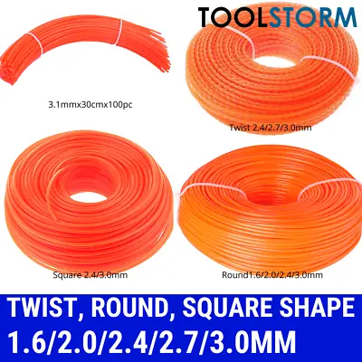 Twist Round Square Shape 1.6 2.0 2.4 3.0mm Trimmer Line Whipper Snipper Cord • $25.99