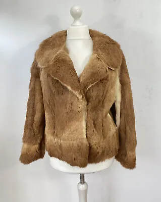 REAL FUR Coney Rabbit Short Jacket Size 12-14  Moden Fit Elegant Glam • $110.98