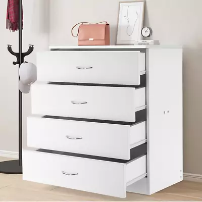 Modern White 4 Drawer Dresser Chest Of Drawers For Bedroom Storage Cabinet Dre • $96.04