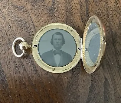 Victorian Mourning Jewelry Pocket Locket With Gentleman’s Tintype Woven  Side • $165