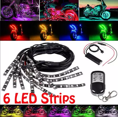 6Pcs Motorcycle LED  Neon Glow Lights Wireless Remote 18 Color Light Strips Kit • $20.79