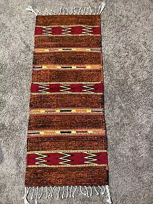 Vintage Handwoven Southwest Mexico Wool Rug Wall Hanging 39” X 16” Runner • $49.99