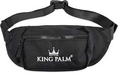 KingPalm | Canvas Crossbody Pouch | Durable Fanny Pack | Black | 14 X 5 Inch • $19.99