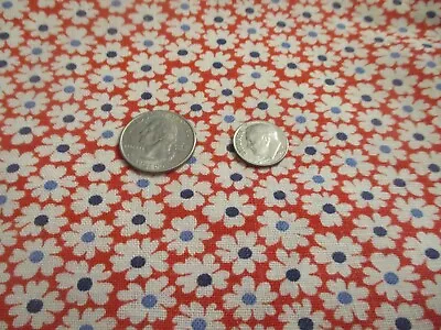 Vintage Feed Sack Cotton Fabric  Full Cut Sack 37 X 44   Red W White Daisies • $22