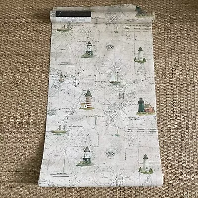 S.A. Maxwell Company Wallpaper Lake Erie Boat Nautical Chart Lighthouse 2 Rolls • $30