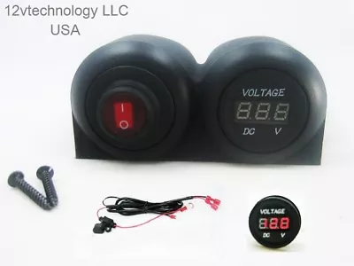 12V Battery Bank Voltmeter Monitor RV Marine House Starting Wired + Switch Red • $21.95