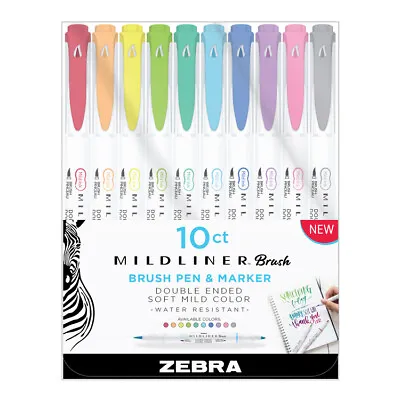 $34.99 • Buy Zebra Mildliner Brush Double Ended Artist Pen & Markers - Set Of 10 Colours