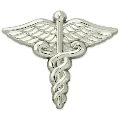 PinMart's Silver Plated Medical Caduceus Lapel Pin • $8.99