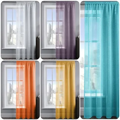 £5.75 • Buy Luxury Slot Top Rod Shimmer Window Net Curtain Swag Drape Voile Sheer Panels 