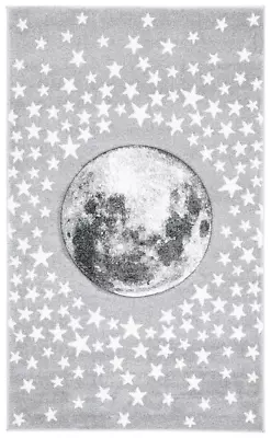SAFAVIEH Carousel Kids Moon In The Stars Area Rug Light Grey/White 2'3  X 4' • $31.95