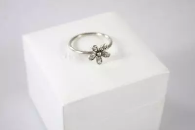 PANDORA STERLING SILVER ' 925 ALE ' FLOWER MOTIF BANDED RING Size M With Box • $35