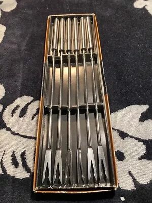 Vintage Fondue Fork Set Of 6 Stainless Steel Japan - In Box RARE • $14