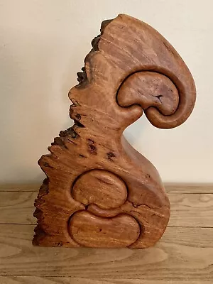Carved Maple Wood Burl Keepsake Trinket Jewelry Box Art Deco Live Edge 3 Drawers • $150