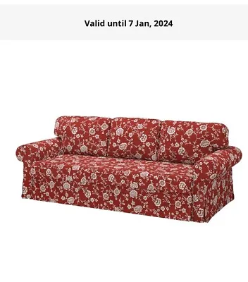 VRETSTORP Cover For 3-Seat Sofa-Bed - Virestad Red/White: 505.035.79 IKEA • £120
