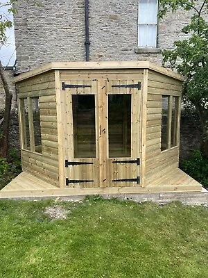 Garden Shed Hexagon Summer House Tanalised Super Heavy Duty 12x8 19mm T&g. 3x2 • £2570
