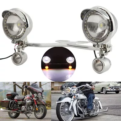Chorme Passing Turn Signal Light Bar For Harley Sportster 883 1200 XL Motorcycle • $85.99