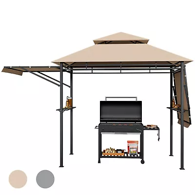 $223.95 • Buy 413 X 122cm Patio BBQ Grill Gazebo Side Awnings Shelves 2-Tier Canopy Outdoor