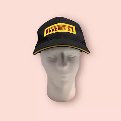 Mens Pirelli Cap Hat Strapback Adjustable Black Yellow Red Racing Logo Cotton • $17.50