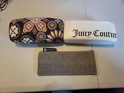 2 HARDSHELL LADIES GLASSES CASES  ONE SOFT CASE. Juicy Countur. Vera Bradley.  • $6.25