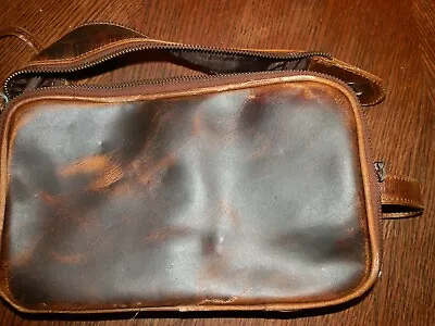 Leather Toiletry Bag Vintage Travel Shaving Kit For Toiletries Cosmetics (BROWN) • $18.99