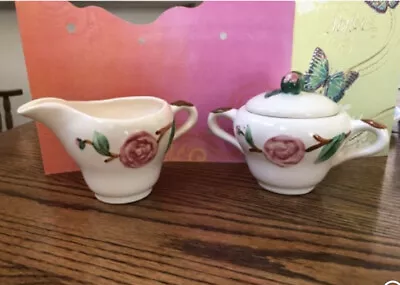 Vintage METLOX  Camellia  Rose By Metlox Creamer & Sugar Set USA • $19.75