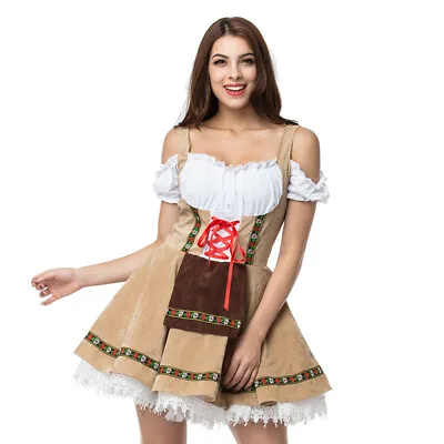 £22.99 • Buy Women's Oktoberfest Costume Beer Maid Bavarian Wench Fancy Dress Lederhosen