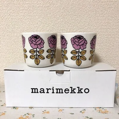 NEW Marimekko Vihkiruusu Coffee Cup Mugs 2pcs Pink Line JP • $119