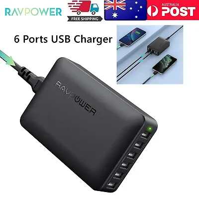 $61.99 • Buy Ravpower 60W Multi 6-Port USB Charger Block Tower Charging Station Power Adapter