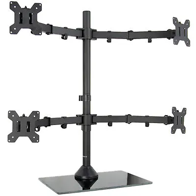 VIVO Quad Monitor Desk Stand Mount Freestanding Glass Base | 4 Screens Up To 27  • $89.99