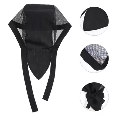  Black Bandanas For Men Adjustable Chef Hat Restaurant Kitchen Mesh • £4.99