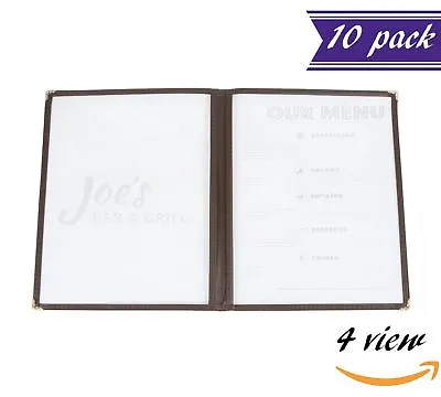 (10 Pack) Double Fold Panels Menu Covers Brown 8.5 X 11  Insert 4 View • $40.88