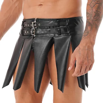 Sexy Mens Roman Gladiator Leather Cosplay Costume Adult Clubwear Lingerie Outfit • $15.80