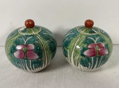 3.5”  Chinese Porcelain Cabbage Leaf Ginger Jars Porcelain Vintage • $66