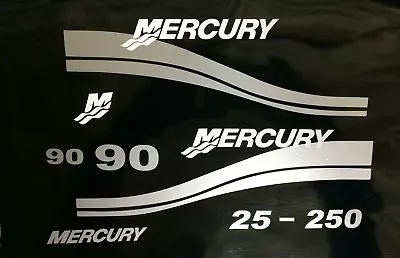 Mercury Outboard Silver & White Decal Sticker Set  25 - 225 Hp  - Pick Your Hp • $66.99