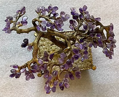 Vintage Stamped Swoboda Amethyst Gemstone Bonsai Tree Mid Century Euc • $65