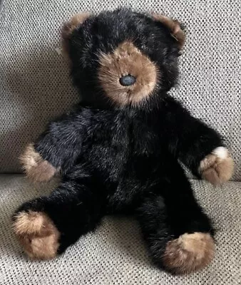 Larger Rare Bear Genuine Mink Fur Teddy Plush Original Tag Black 13” Vintage • $44.10