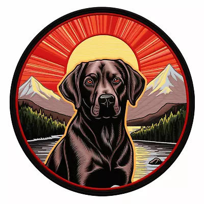 Black Lab Dog Patch Iron-on Applique Nature Badge Mountain Hiking Canine K9  • $5.87