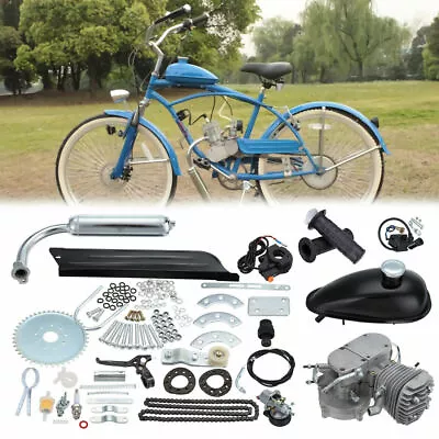 2 Stroke 80cc Bike Cycling Motorized Bicycle Engine Motor Kit Muffler Petrol Gas • $199.22